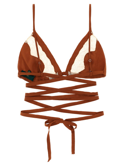MAISON JEJIA Brown Silk Bra