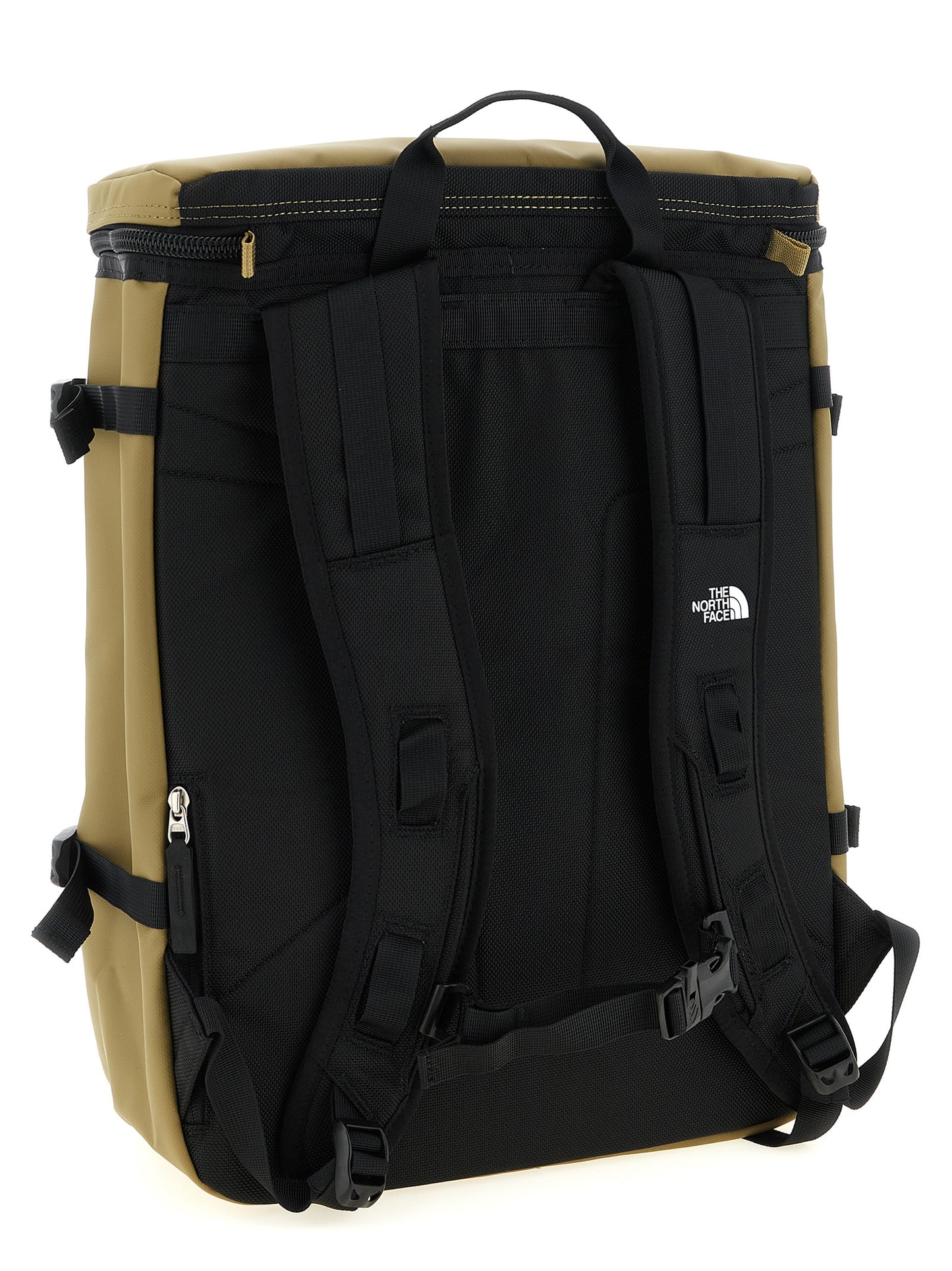 Backpack by The North Face for unisex in polyester bicolour & green showcases an architectural Base Camp Fuse Box Polyester Backpack design, featuring a secure zipper & buckle, ample , and architectural handle, backpack-strap & adjustable-strap for a sophisticated look.