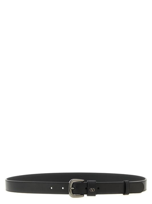 Belt by Valentino Garavani for men in calfskin leather black & signature presents a artisanal silhouette from the V Logo Calfskin Leather Belt collection, showcasing an artisanal design and refined craftsmanship for a artisanal look.