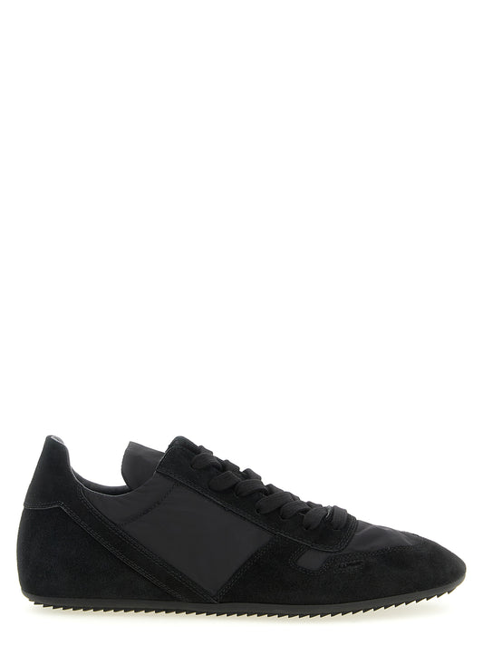 Athletic Sneakers by Rick Owens for men in nylon & calfskin leather black showcases an impeccable silhouette, defined by an impeccable athletic style design that perfectly captures the essence of the Men's Athletic Nylon & Calfskin Leather Sneakers.