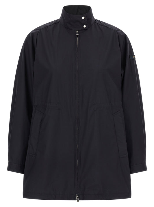 Windbreaker Jacket by Tatras for women in nylon fabric blue showcases a urban chic silhouette, detailed with a urban chic high-neck neckline and functional lightweight & windproof for a polished finish.