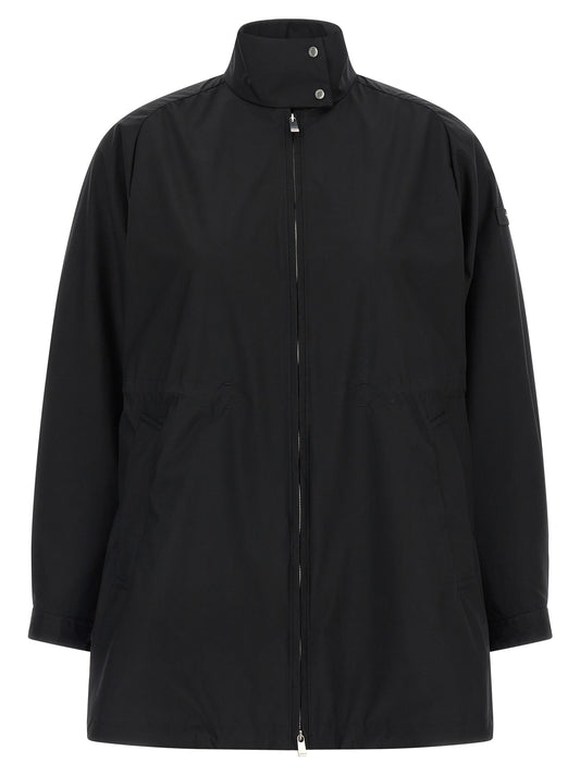 Windbreaker Jacket by Tatras for women in nylon black & signature showcases a urban chic silhouette, detailed with a urban chic high-neck neckline and functional lightweight & windproof for a polished finish.