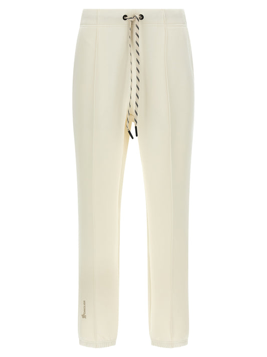Joggers by Moncler Grenoble for women in stretch viscose polyester white & print features an sartorial and long with a cut for a sartorial finish.
