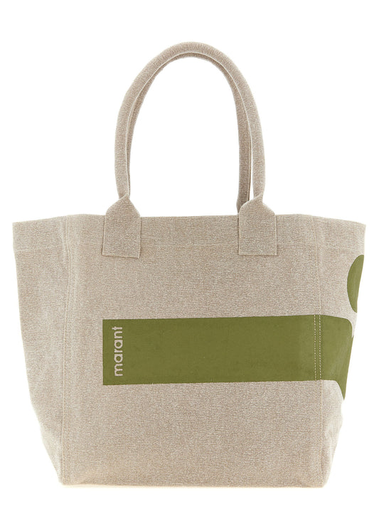 Small Shopper Tote Bag by Isabel Marant for women in cotton canvas bicolour, green & print features an jet-setting Yenky Cotton Canvas Small Shopper Tote Bag design with a secure , jet-setting , and versatile handle for a jet-setting look.