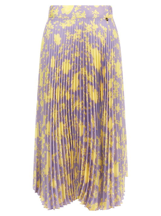 Skirt by CATALINA for women in polyester purple, floral & print showcases a dramatic silhouette, artfully capturing the essence of the Women's Pleated Flared Polyester Midi Skirt in a dramatic midi cut for a refined look.