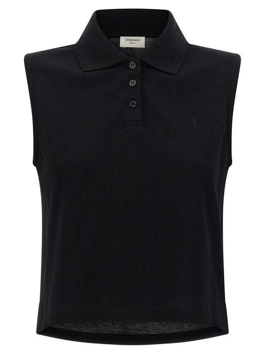 Saint Laurent Black Cotton Polo Shirt