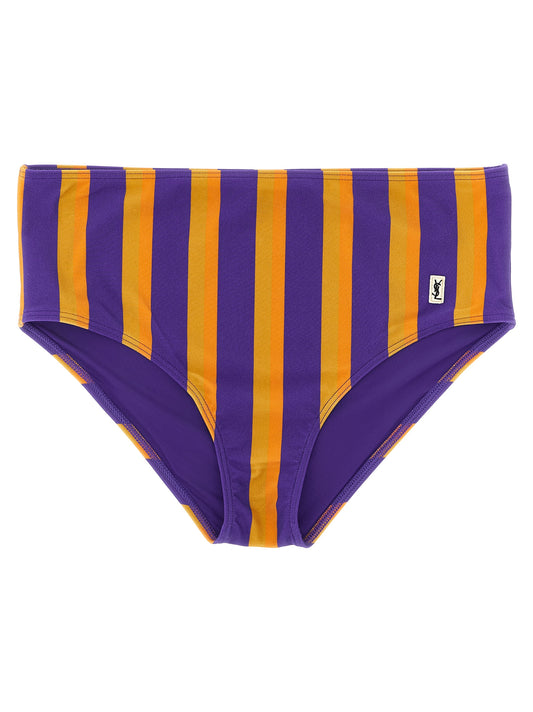 Swim Briefs by Saint Laurent for women in stretch polyamide multicolor & striped features an magnificent silhouette, showcasing the refined aesthetic of Women's Stretch Polyamide Swim Briefs with a magnificent cut designed for the modern shoreline.