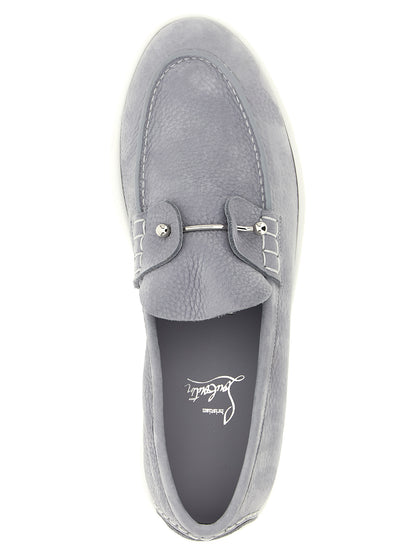 Christian Louboutin Gray Calfskin Slip-On Loafers