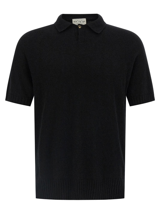 MA'RY'YA Black Cotton Polo Shirt