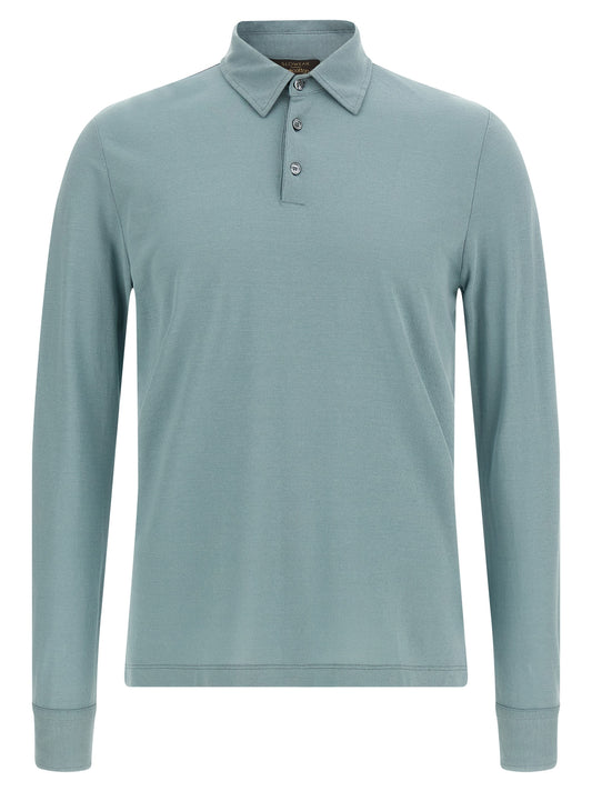 Polo Shirt by ZANONE for men in cotton light-blue presents a crisp silhouette, artfully detailed with a crisp and crisp .