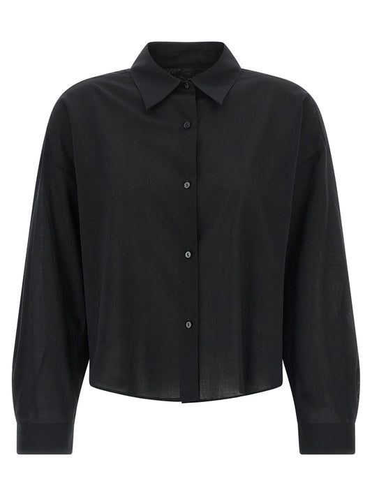 Blouse by XACUS for women in cotton bicolour, black, transparent & white features an polished silhouette, showcasing a sophisticated and detail for a truly polished finish.