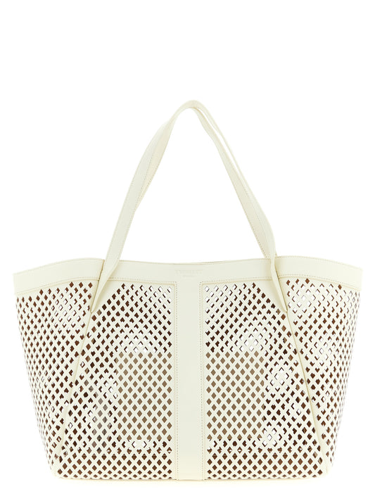 Shopper Tote Bag by Twinset for women in leather white features a distinguished Crisp Leather Shopper Tote Bag design, complete with a secure magnetic, ample , and versatile handle for a distinguished look.