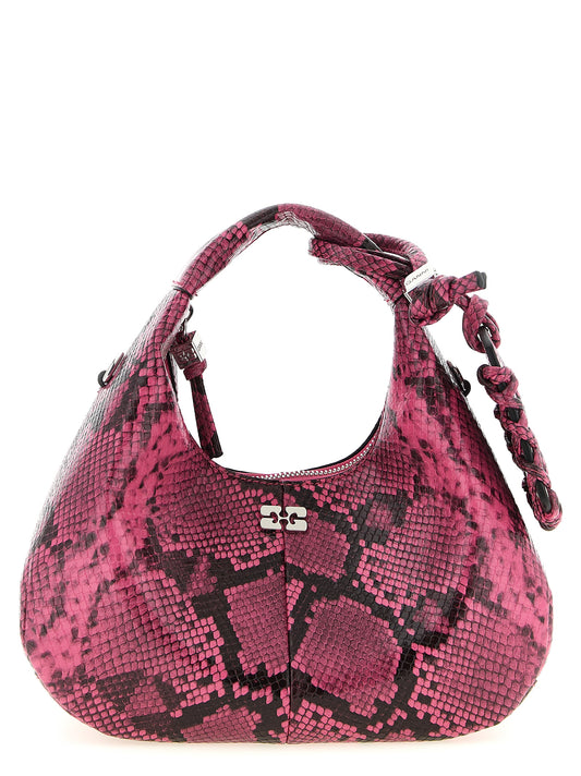 Mini Hobo Handbag by Ganni for women in pebbled poly leather fuchsia & print features a exquisite silhouette, showcasing a secure zipper and exquisite with versatile shoulder-strap, adjustable-strap & handle for a exquisite finish.