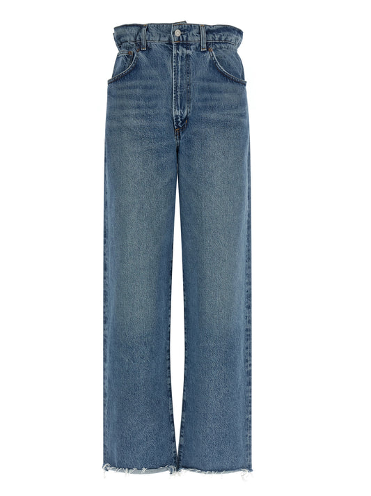 Jeans by Agolde for women in denim cotton blue features an refined tailoring silhouette, showcasing a premium straight-leg & wide with a and long cut for a refined tailoring look.