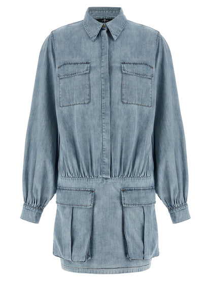 7 For All Mankind Blue Cotton Short Dress