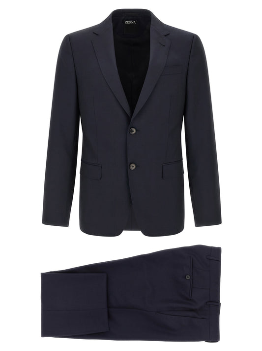 Pant Suit by ZEGNA for men in viscose mohair wool blue showcases a sartorial silhouette, artfully detailed with a sophisticated and a sartorial for a refined, high-fashion aesthetic.