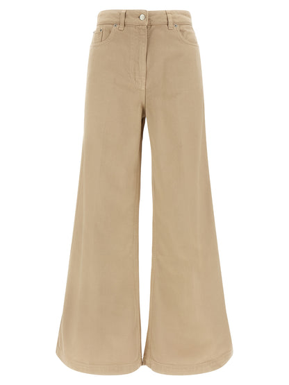 NUDE Beige Cotton Flared Pants