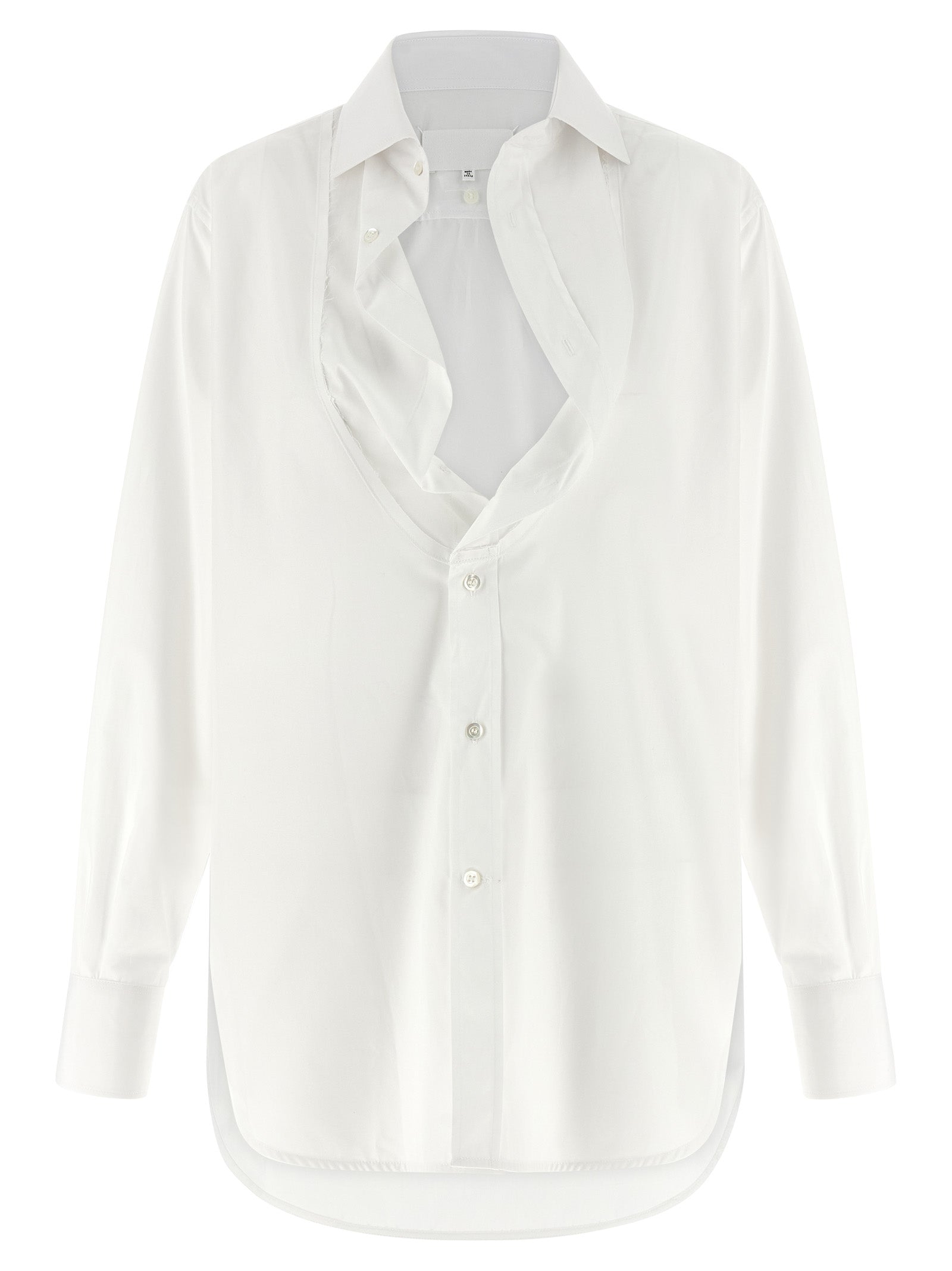 Blouse by Maison Margiela for women in cotton white showcases a sublime silhouette, artfully detailed with a sublime and long-sleeve for a sophisticated, sublime finish.