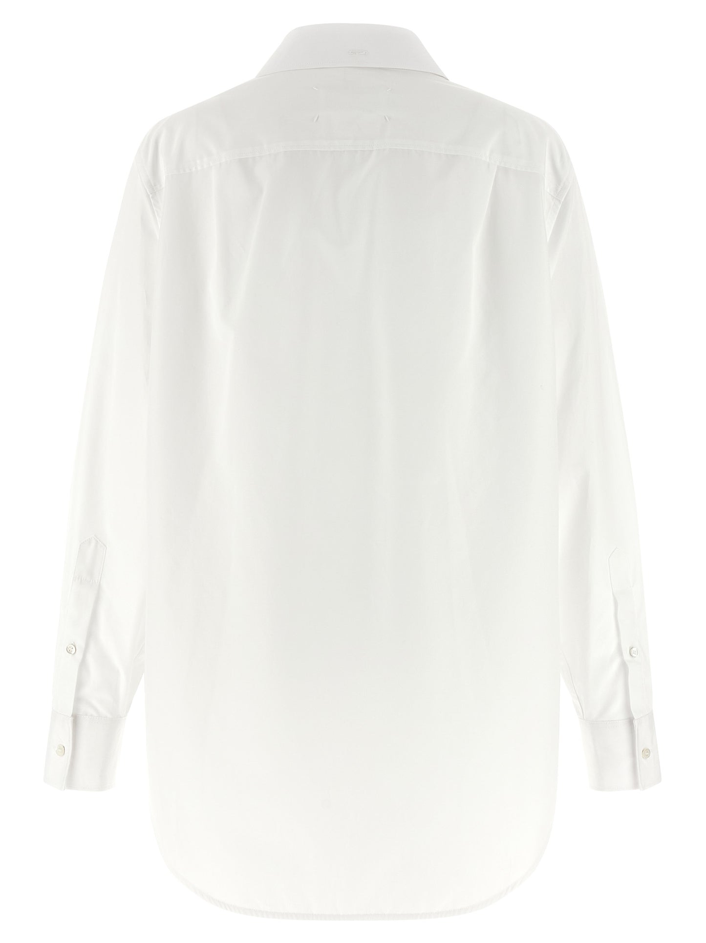 Blouse by Maison Margiela for women in cotton white showcases a sharp silhouette, elegantly detailed with a sharp and sharp .