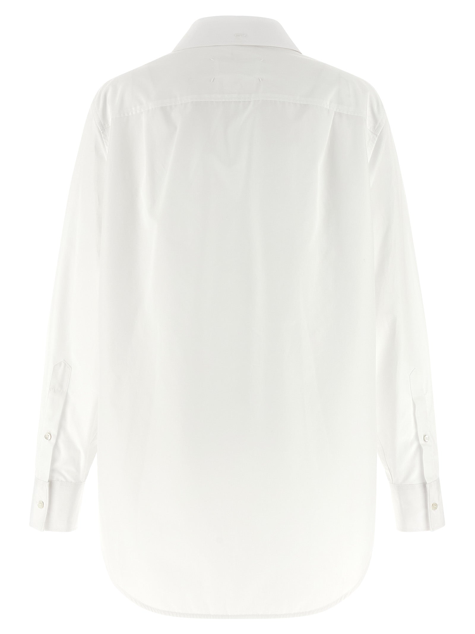 Blouse by Maison Margiela for women in cotton white showcases a sharp silhouette, elegantly detailed with a sharp and sharp .
