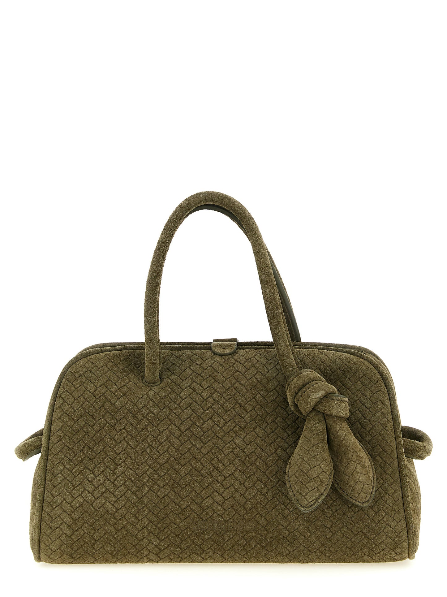 Flap Handbag by Jacquemus for women in calfskin leather bicolour & green features a signature silhouette, showcasing a secure flap & magnetic and signature with versatile shoulder-strap, adjustable-strap & handle for a sophisticated look.