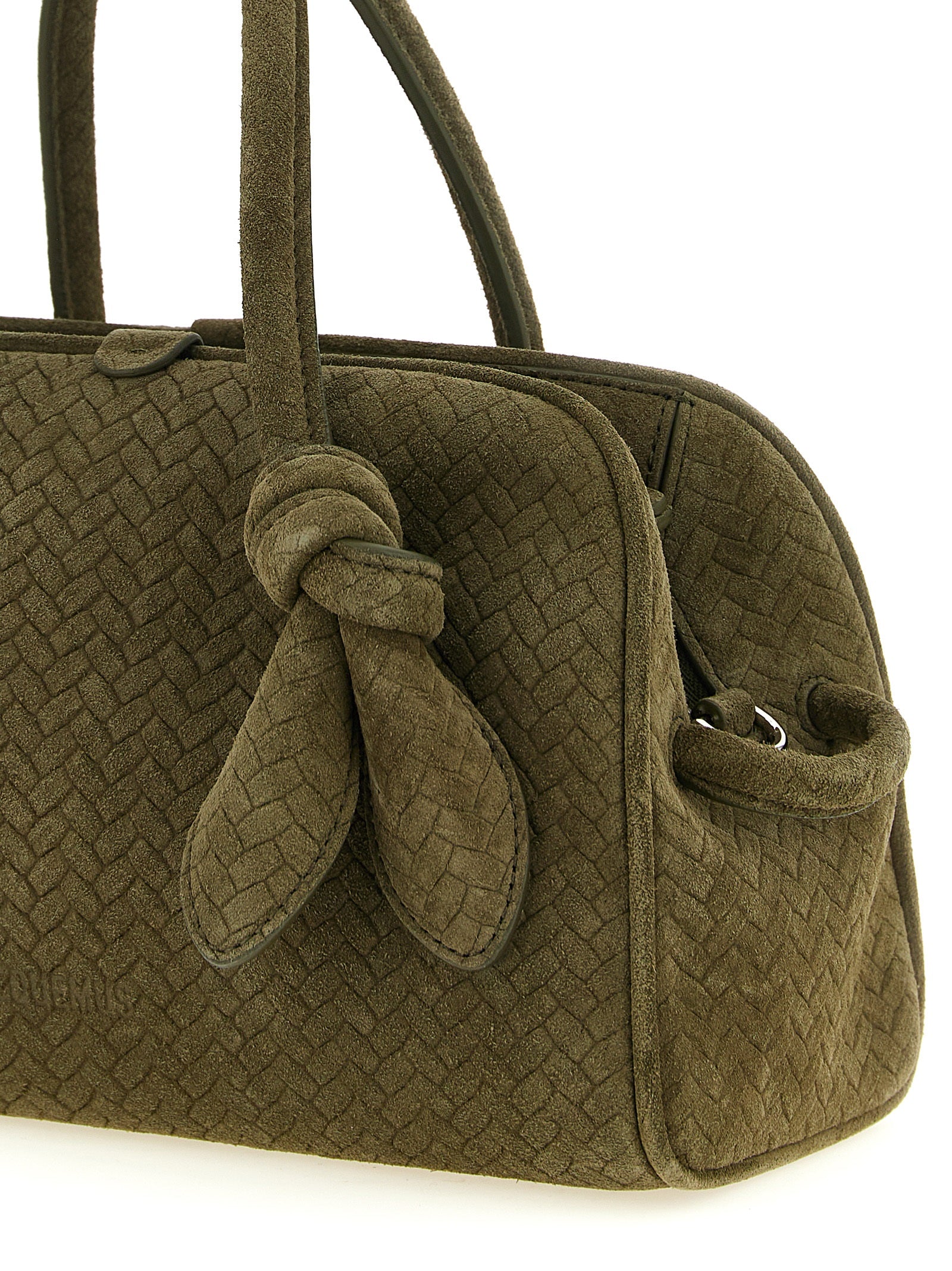 This Flap Handbag by Jacquemus for women in calfskin leather and bicolour & green presents a sculptural silhouette featuring a secure flap & magnetic, ample , and versatile shoulder-strap, adjustable-strap & handle for a sculptural finish.