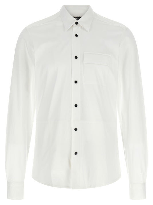 Shirt by Kiton for men in cotton white showcases a sharp silhouette, elegantly detailed with a sharp and sharp long-sleeve.
