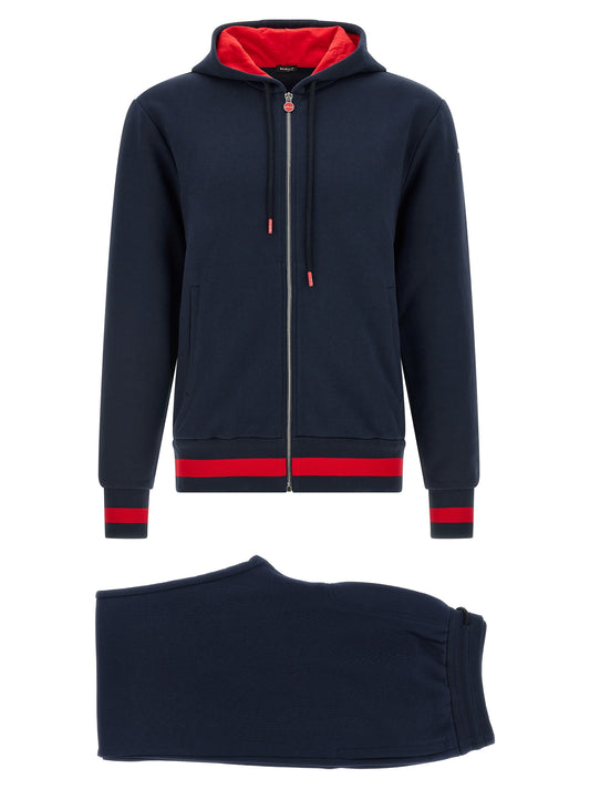Hooded Activewear from Kiton for men in cotton blue features an kinetic design from the Men's Cotton Hooded Track Suit collection, highlighting functional for a premium, high-performance look.
