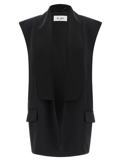 DI.LA3 PARI' Black Viscose Sleeveless Jacket