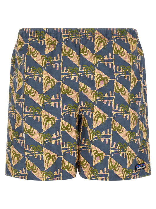 Swim Shorts by PATAGONIA for men in nylon polyester & mesh blue & signature features a resort ready silhouette, capturing the beach-ready style of the Men's Nylon Polyester & Mesh Swim Shorts collection.
