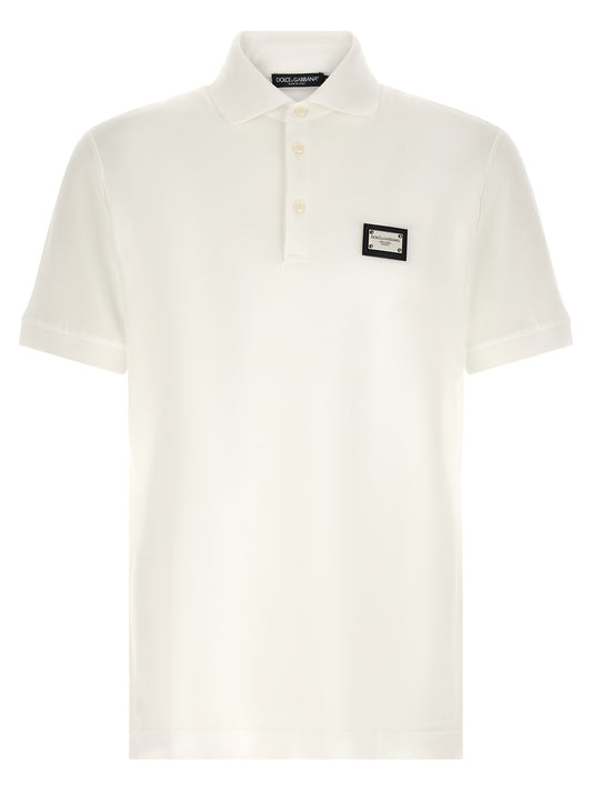 Polo Shirt by Dolce & Gabbana for men in leather & cotton white features a eye catching silhouette, showcasing a refined and for a eye catching finish.