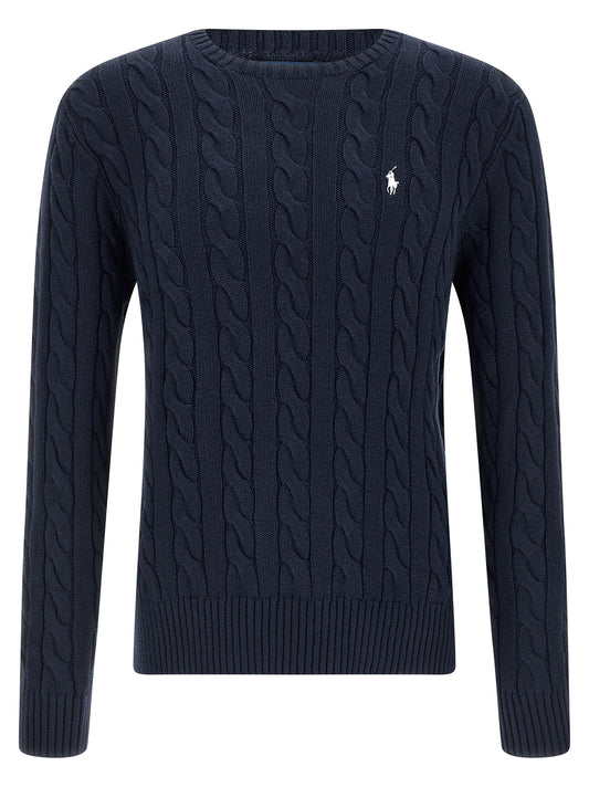 Cardigan by Polo Ralph Lauren for men in cotton blue features a nuanced silhouette with a refined crew neckline and nuanced detailing for a sophisticated look.