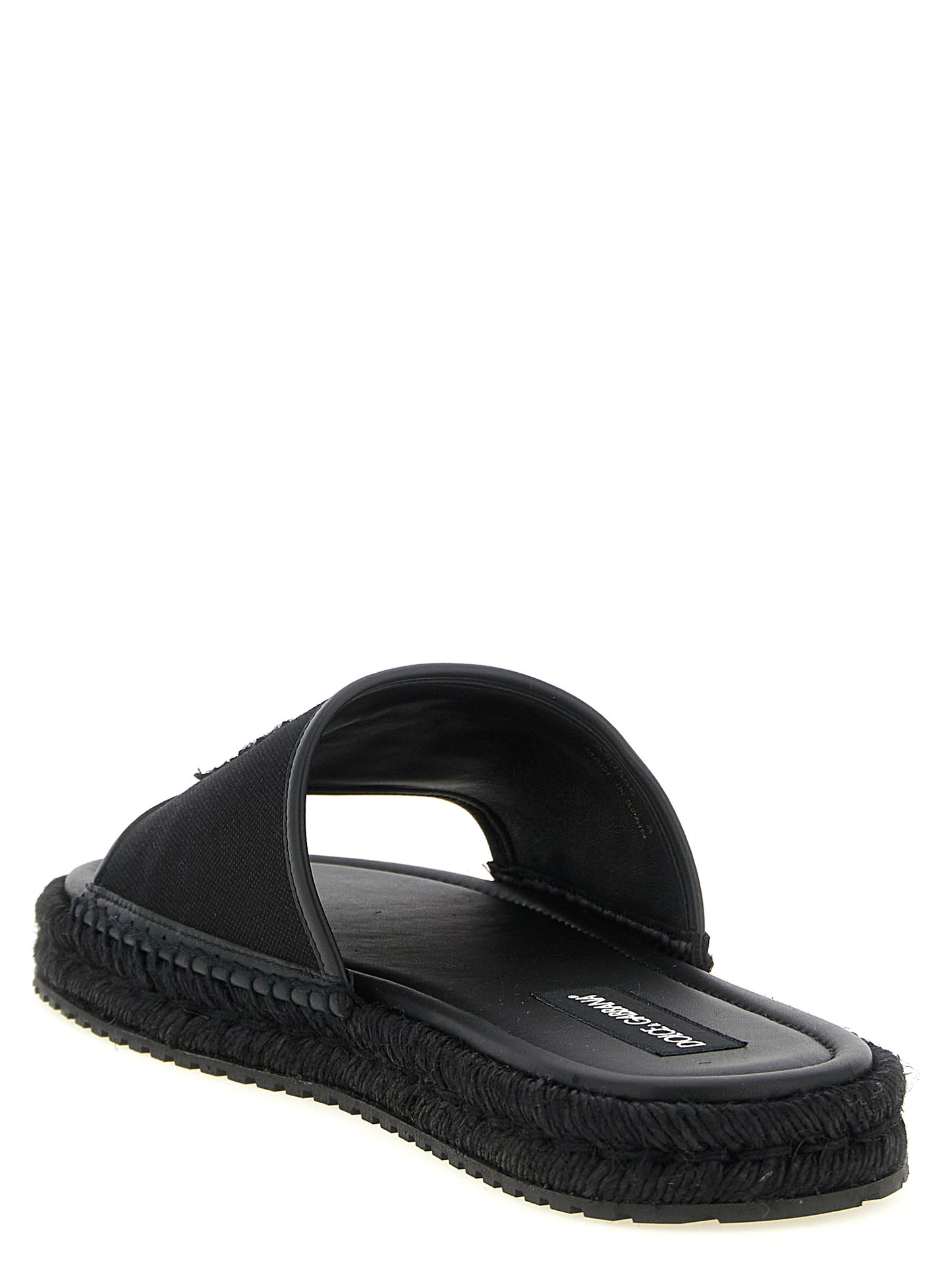 Dolce & Gabbana Black Cotton Slides