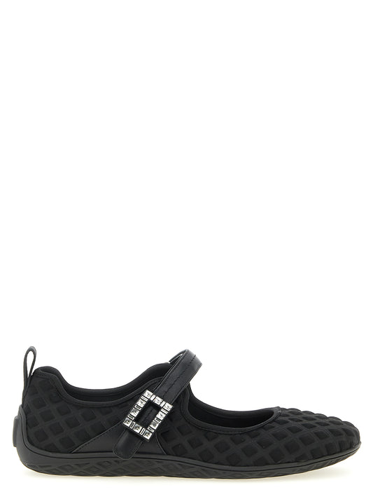 Ballet Flat Shoes by Roger Vivier for women in polyamide leather & crystal black & patterned features an captivating silhouette, showcasing the captivating style of the Viv Women's Polyamide Leather & Crystal Ballet Flat Shoes with its distinct and refined .