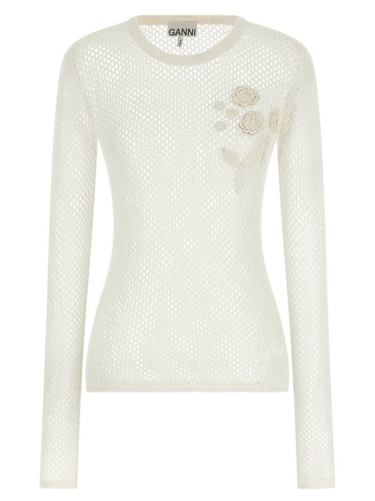 Ganni White Organic Cotton Cardigan