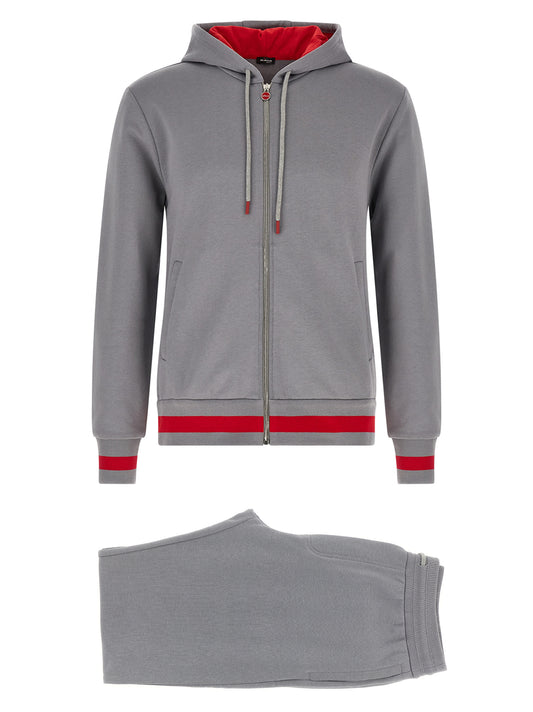 Hooded Activewear from Kiton for men in cotton gray features an kinetic design from the Men's Cotton Hooded Track Suit collection, highlighting functional for a premium, high-performance look.
