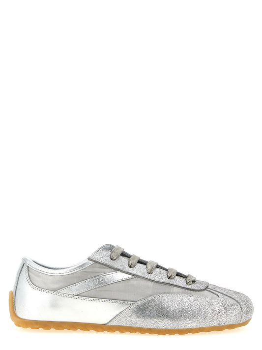 Athletic Sneakers by Alexander McQueen for women in nylon leather silver features an timeless silhouette from the Women's Athletic Nylon Leather Sneakers collection, showcasing a timeless athletic style for a timeless look.