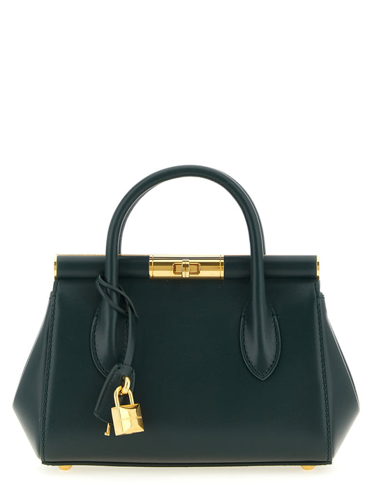 This Mini Handbag by Dolce & Gabbana for women in brass zamak & calf leather and bicolour & green presents a sculptural silhouette featuring a secure , ample , and versatile shoulder-strap & handle for a sculptural finish.