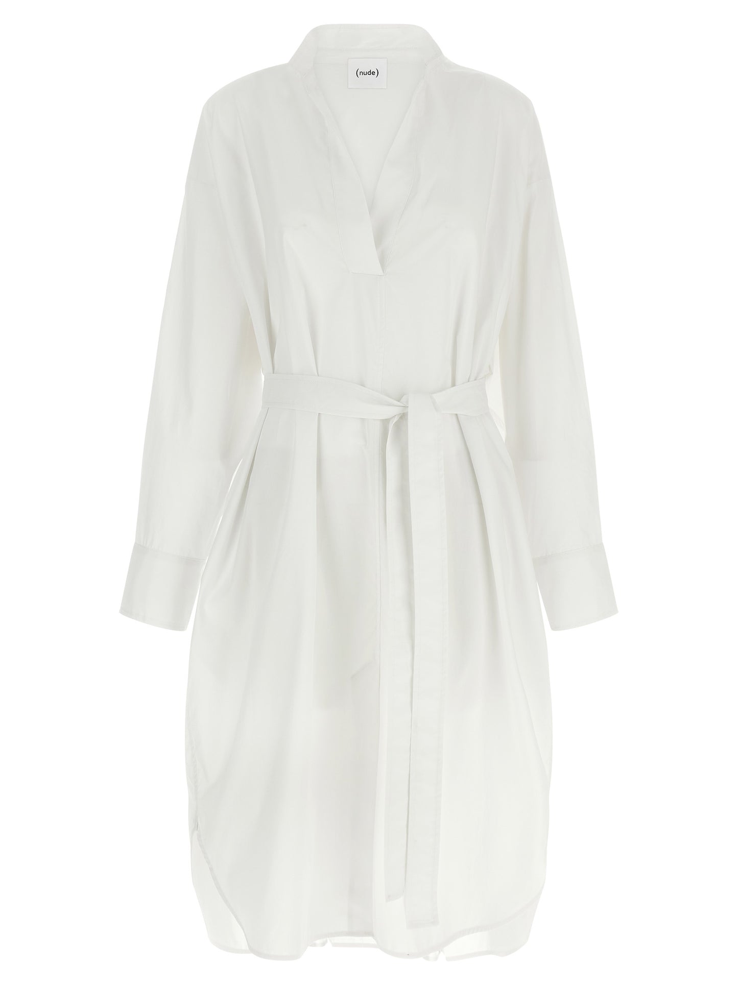 NUDE White Cotton Midi Dress