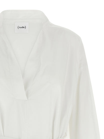NUDE White Cotton Midi Dress