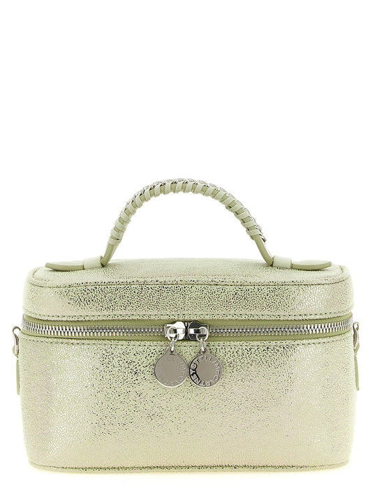 Crossbody Vanity Handbag by Stella McCartney for women in leather & brass bicolour & green features a multifaceted silhouette, showcasing a secure and multifaceted with versatile crossbody-strap & shoulder-strap for multifaceted style.