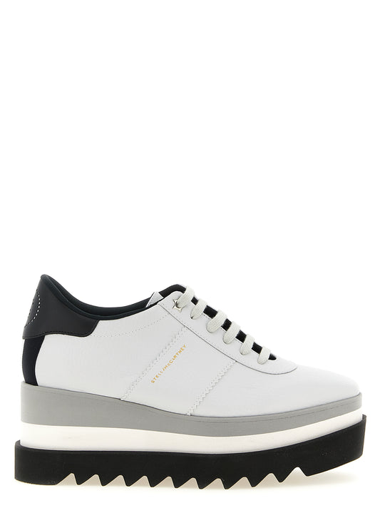 Platform Wedge Lace-Up Sandals by Stella McCartney for women in polyethylene & polyurethane gray features an exquisite silhouette, showcasing the exquisite Women's Polyethylene & Polyurethane Platform Wedge Lace-Up Sandals with a platform wedge and .