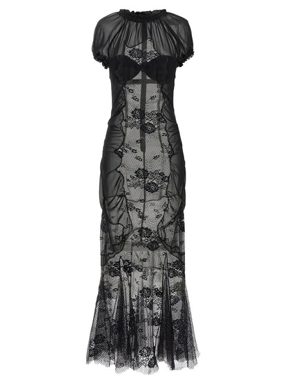 The Attico Black Cotton Midi Dress
