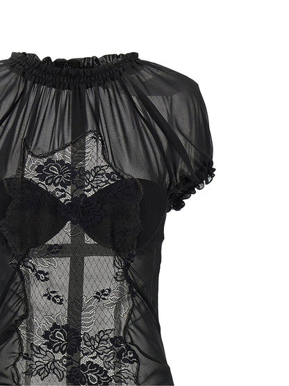 The Attico Black Cotton Midi Dress