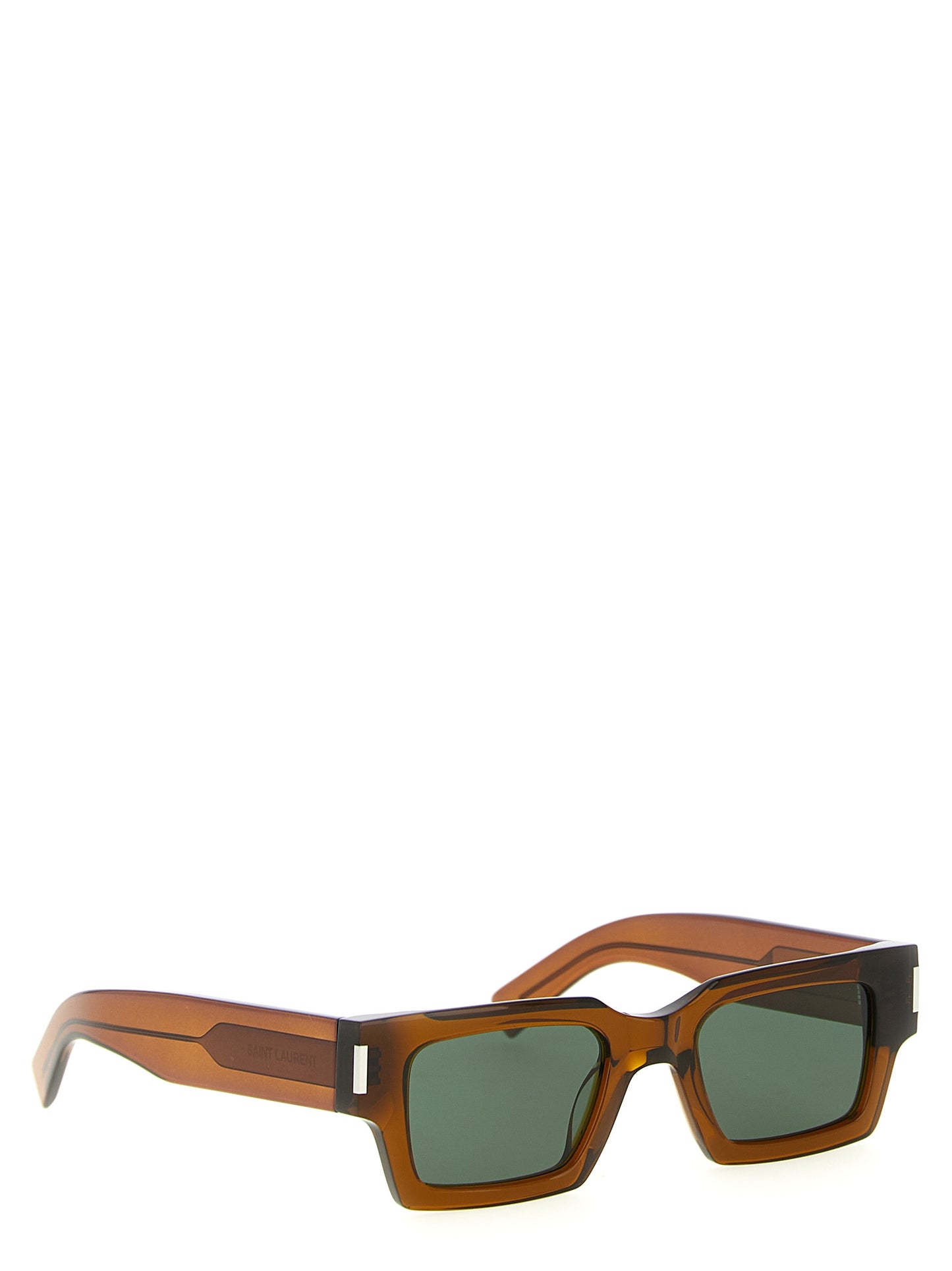 Saint Laurent Icon Square Silicone Resin & Acetate Sunglasses - Brown