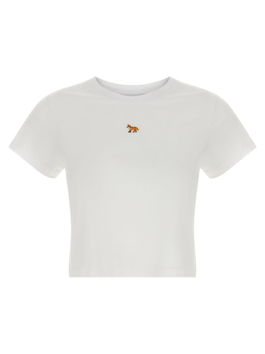 T-Shirt by Maison Kitsuné for women in cotton white features an edgy silhouette, meticulously detailed with a sophisticated short-sleeve and crew neckline for a truly edgy finish.