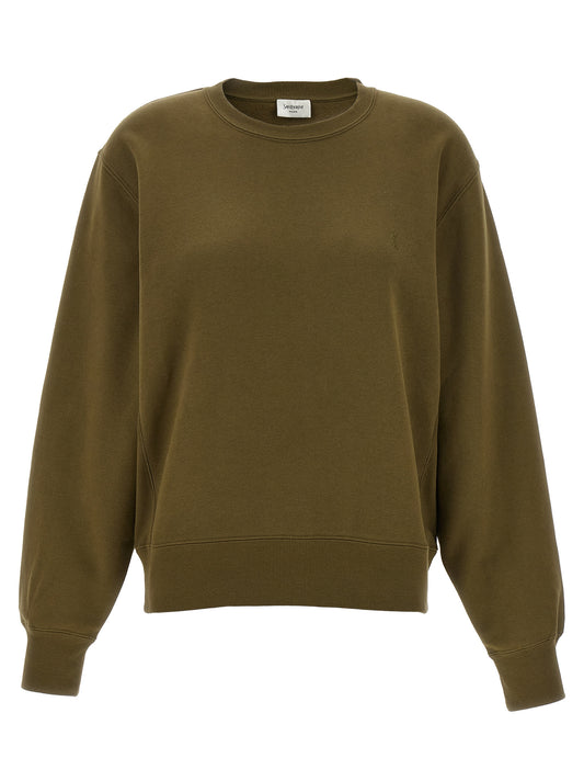 Activewear Sweatshirt by Saint Laurent for women in cotton bicolour & green features an contemporary silhouette with , refined long-sleeve detailing, and an contemporary crew neckline for a sophisticated performance look.