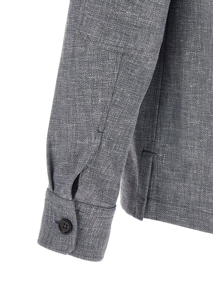 ZEGNA Blue Linen Blouse