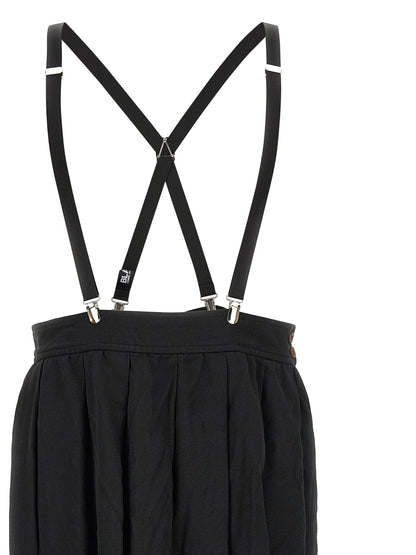 Comme Des Garçons Black Polyester Midi Skirt