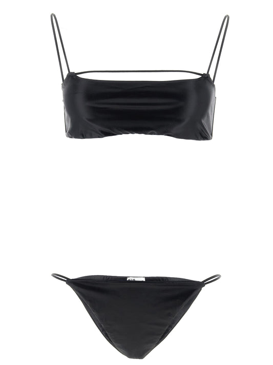 Bikini by ALLIS for women in silk & polyester black features an dramatic silhouette, artfully capturing the essence of the dramatic Women's Silk & Polyester Bikini design with a sophisticated dramatic cut.